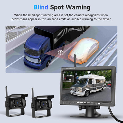 Podofo Kabellos Rückfahrkamera, Funk Einparkhilfe mit 7" LCD-Monitor 18 IR LEDs Nachtsicht Wasserdic