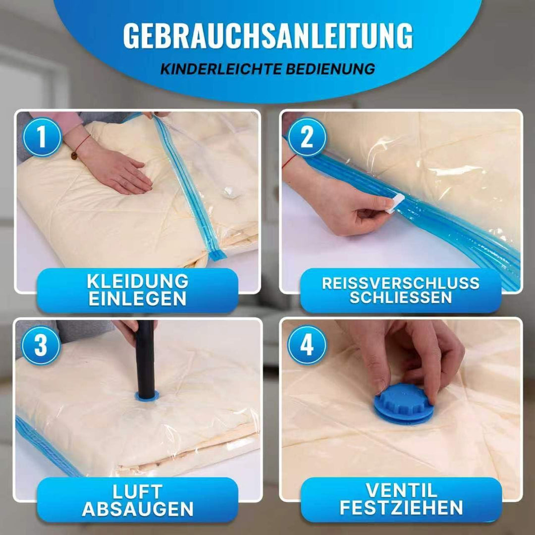 Allyson® Vakuumbeutel ohne Pumpe, 16er Set, Kleidung, Bettdecken &amp; Kissen | mit Staubsauger vakuumie