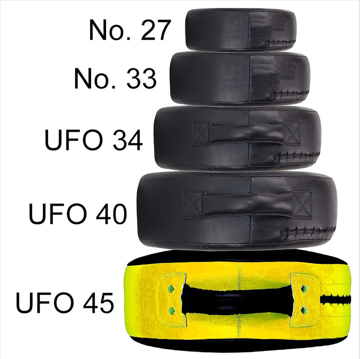 BAY® "UFO RUND 45 x 45 x 20 cm - SEHR STABIL- schwarz/gelb Leder PU Schlagpolster, Schlagkissen, Pra