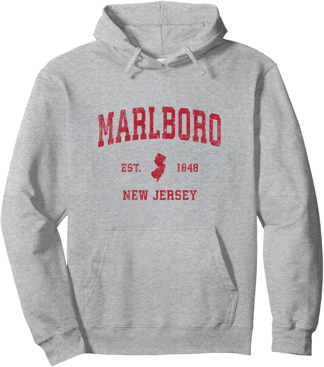 Marlboro New Jersey NJ Vintage Sports Design Rot Print Pullover Hoodie