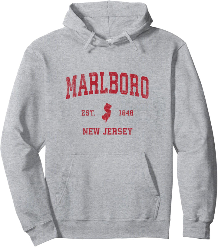 Marlboro New Jersey NJ Vintage Sports Design Rot Print Pullover Hoodie