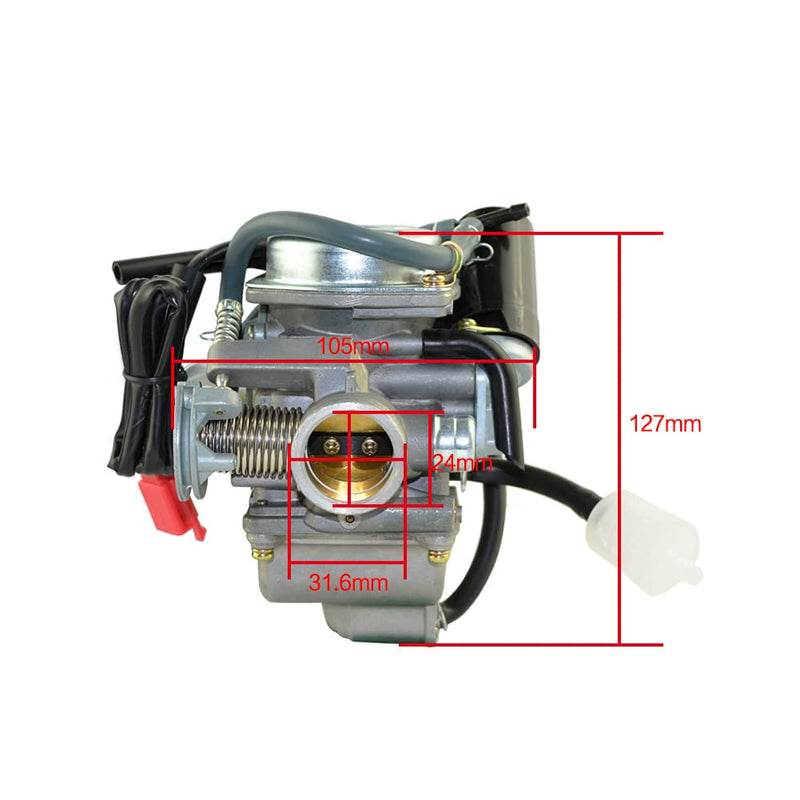 AHL 24mm Vergaser Carburetor Carb für 4-Stroke GY6 125cc 150cc ATV Go Karts Scooter Mopeds QMJ/QMI15