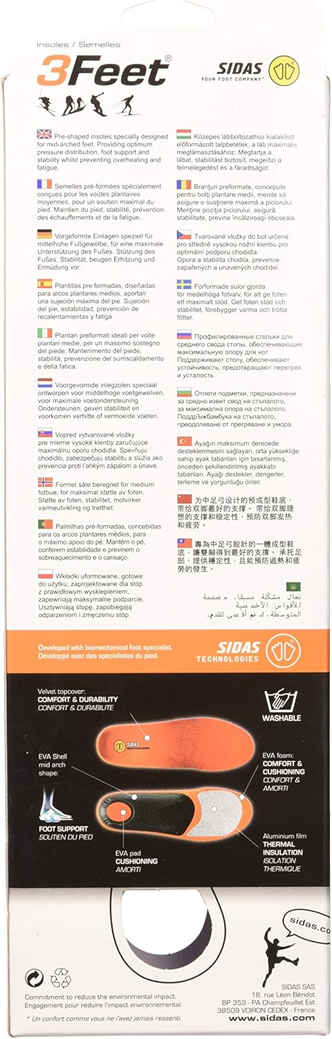 Sidas 3feet Winter Mid-einlegesohlen Sohlen XS Orange, XS Orange