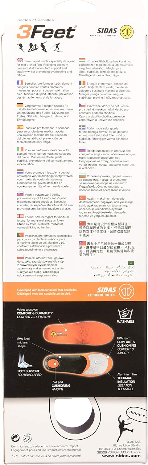 Sidas 3feet Winter Mid-einlegesohlen Sohlen XXL Schwarz, XXL Schwarz