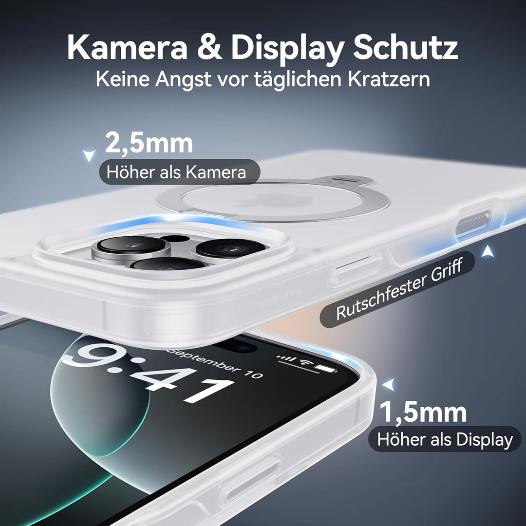 ASEKOO 360° MagicStand (Pro-Version) für iPhone 16 Pro Hülle für MagSafe [Unsichtbarer Ständer] [Mil