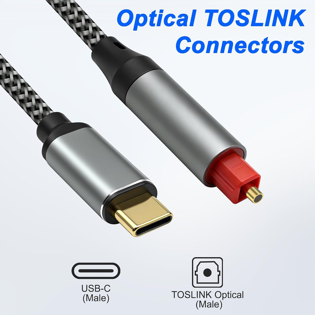 MEIRIYFA USB C auf Optisches Audiokabel, Unidirectional USB Typ C Male auf SPDIF Port Male Glasfaser