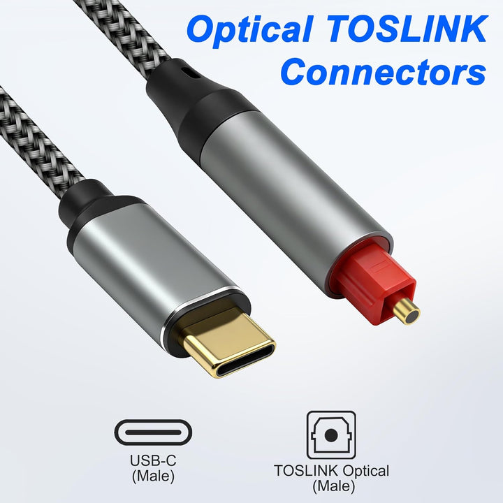 MEIRIYFA USB C auf Optisches Audiokabel, Unidirectional USB Typ C Male auf SPDIF Port Male Glasfaser