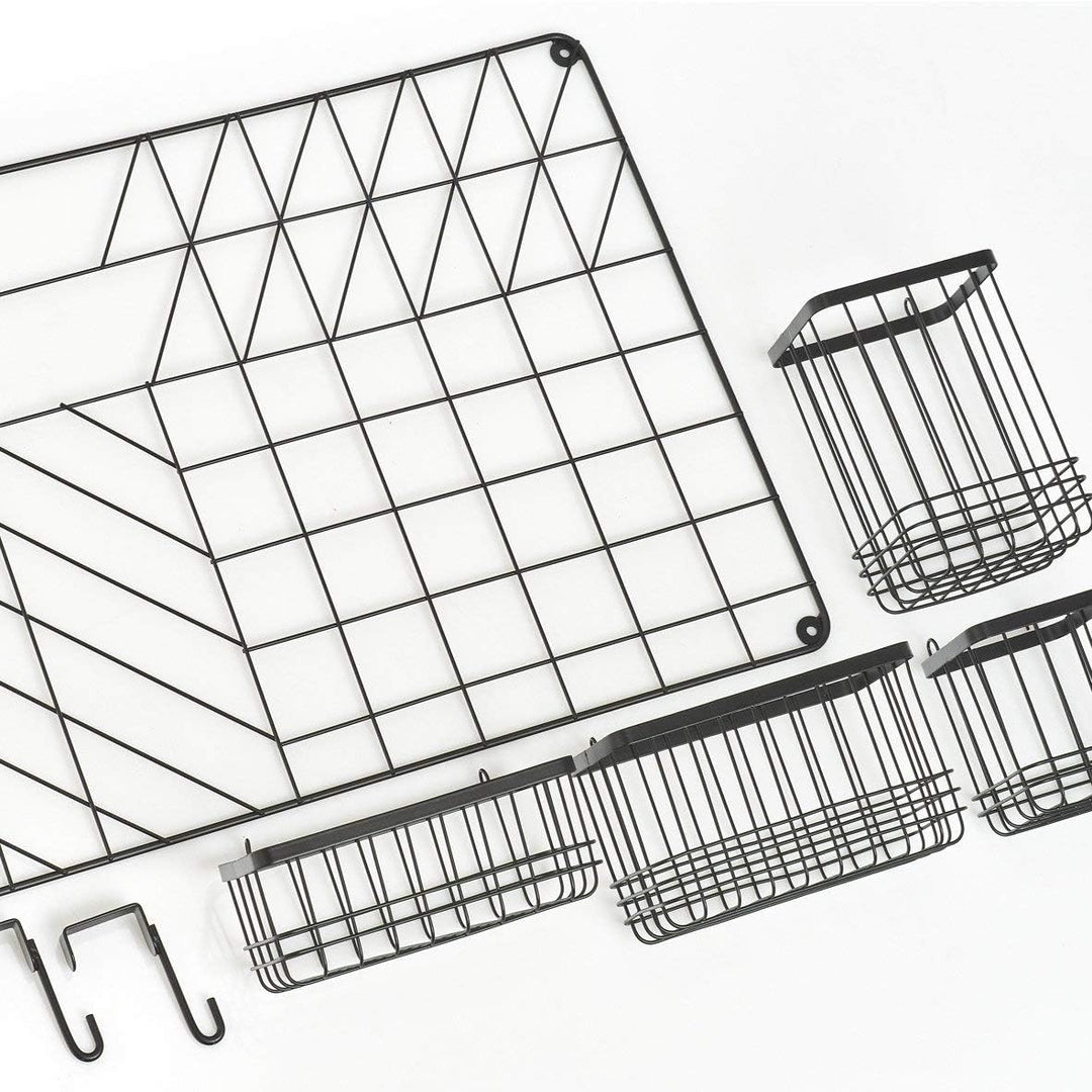 Zeller 27407 Wand-Organizer Set, 5-tlg., Metall, schwarz, ca. 46 x 12 x 60,3 cm