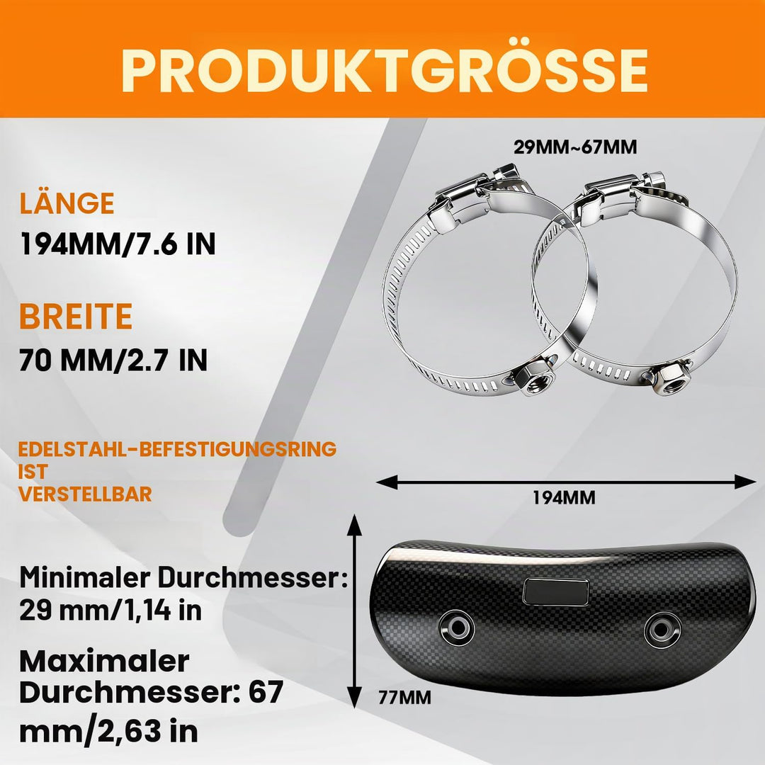 JFG RACING Motorrad Auspuff Hitzeschild,Kohlefaser Motorrad Auspuffrohrabdeckung Hitzeschutzblech Sc