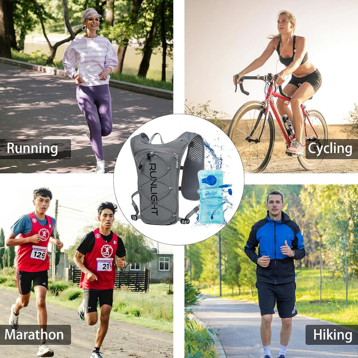 Runlight Laufweste für Damen und Herren,Verstellbare Brustgurte, Trinkweste Laufen mit 1500ml Wasser