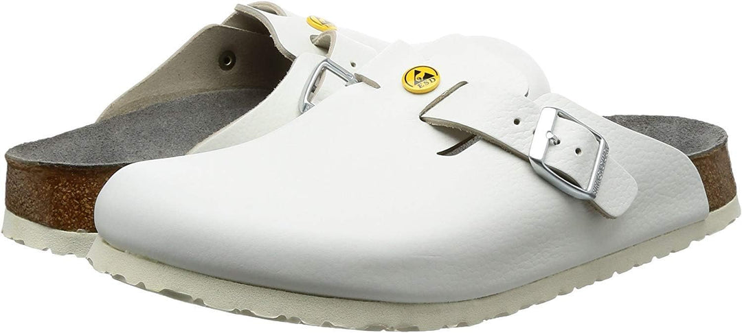 Birkenstock Herren Boston EsdBoston Antistatik/Naturleder, blau, Grösse 42, Normale Sohle 36 EU Weis