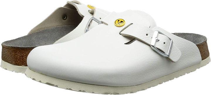 Birkenstock Herren Boston EsdBoston Antistatik/Naturleder, blau, Grösse 42, Normale Sohle 36 EU Weis