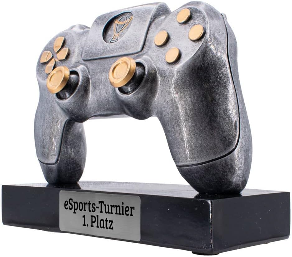 Deitert Esports Pokal mit Gravur, Maus Gaming Controller mit Wunschtext, Gamer Deko, Trophäe mit Gam