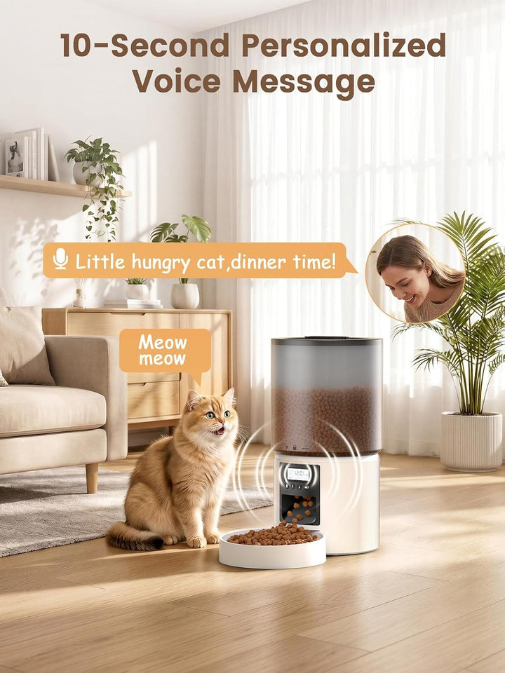 Futterautomat Katze 4L mit Timer, Katzenfutter Automat programmierbar 1–6 Fütterungen Portionskontro