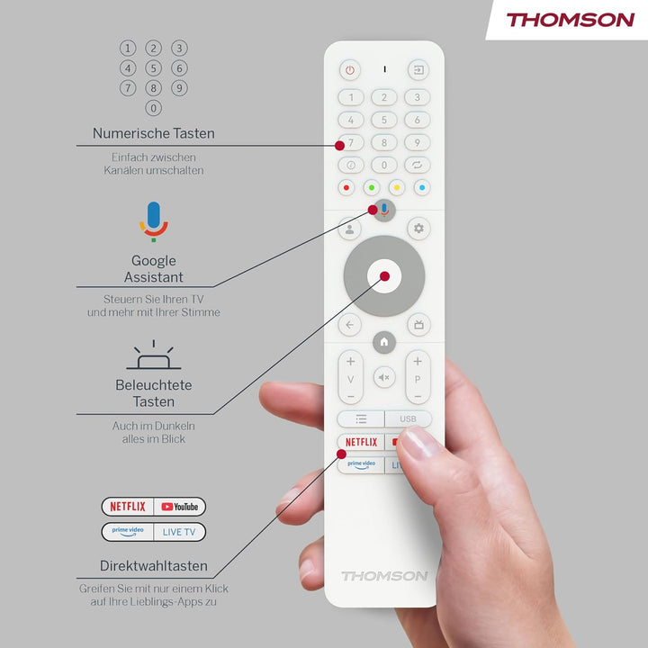 Thomson 32 Zoll (80 cm) Go TV HD (1366x768), Tragbarer Android Fernseher, Sprachsteuerung, Bluetooth
