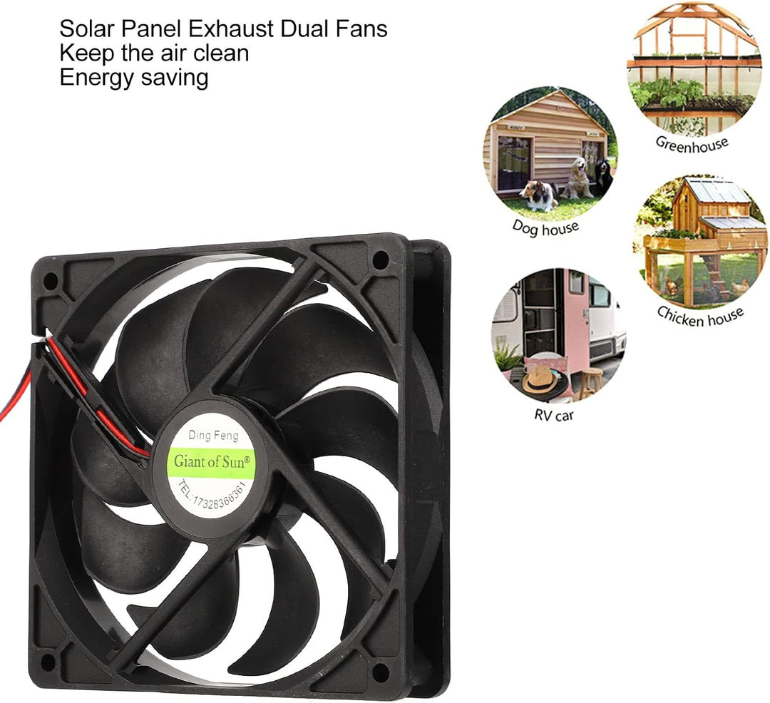 Mumusuki Solar Panel Fan Kit, 12V 10W 2A Silikon Kunststoff, Solarbetriebener Dualer Lüfter, Wetterf