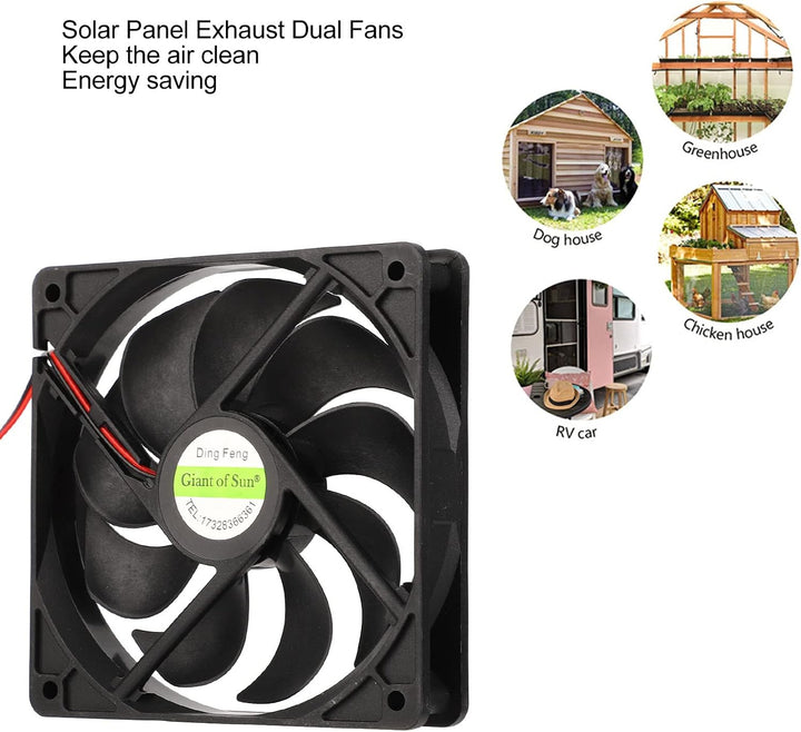 Mumusuki Solar Panel Fan Kit, 12V 10W 2A Silikon Kunststoff, Solarbetriebener Dualer Lüfter, Wetterf