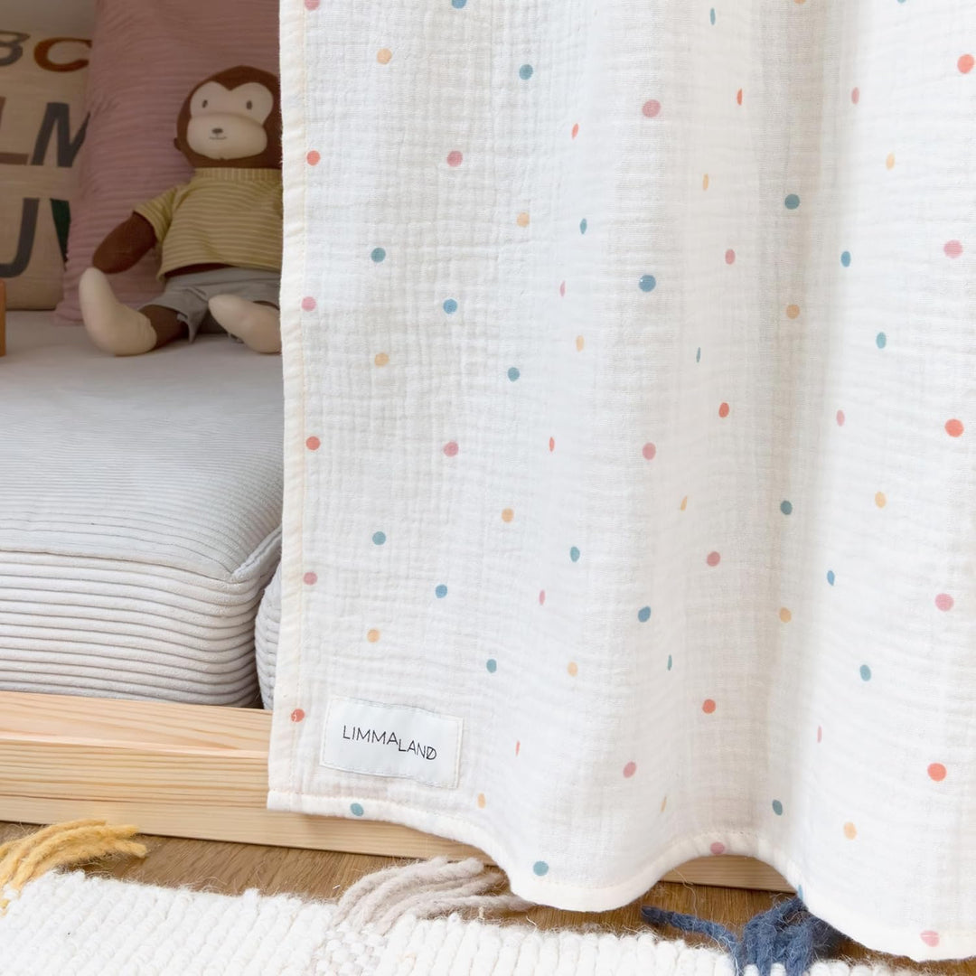 Musselin-Vorhang für IKEA KURA Kinderbett - Pünktchen | 100% Baumwolle, waschbar bei 30°C · weicher
