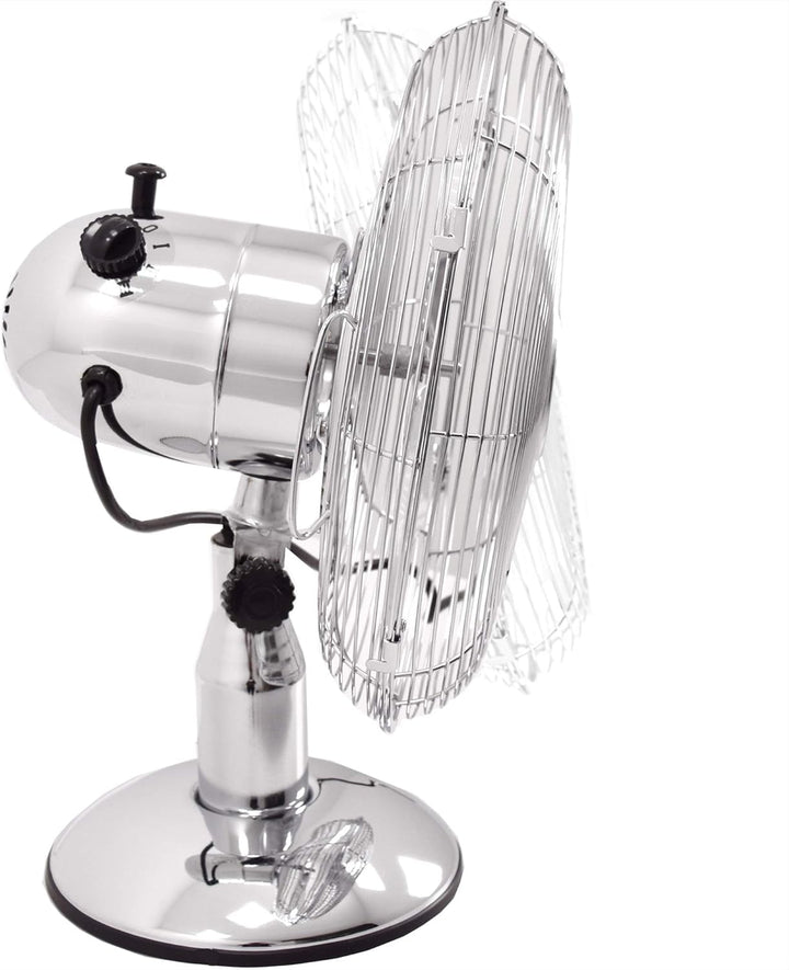 Syntrox Germany TVT-33W Chrome Retro 12" 35 cm Tischventilator mit 3 Geschwindigkeiten, Oszillation