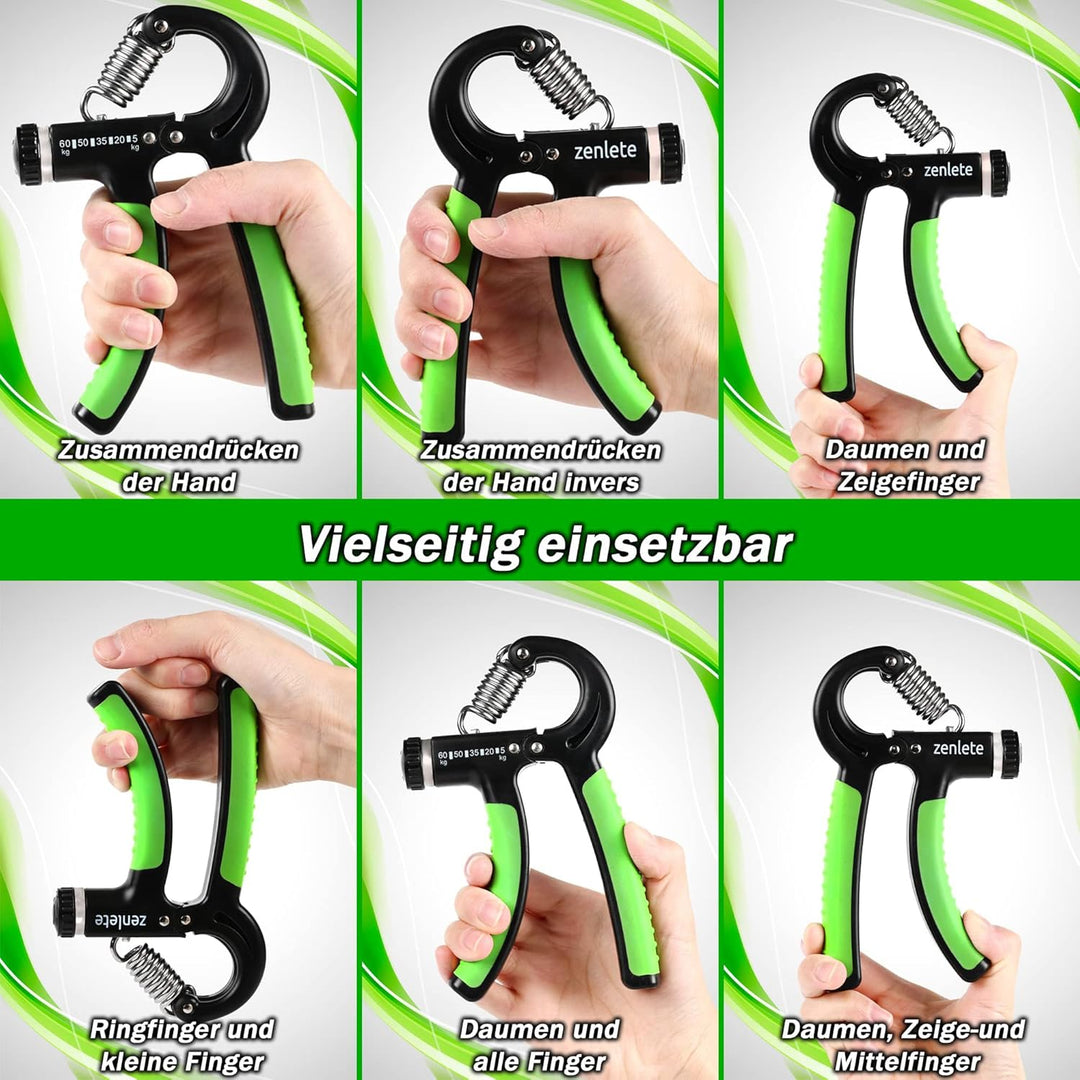 Profi Fitness Handtrainer 5-65 kg Widerstands-Markierungen, 2-er Set Fingerhantel einstellbar, Finge