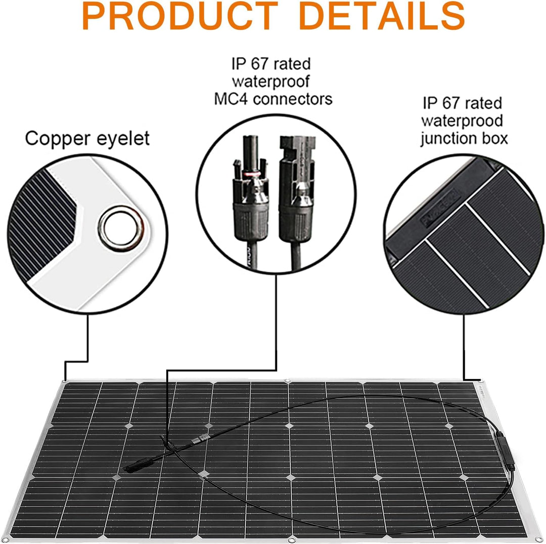 200W 12V Solarpanel Flexible Kit 2x100W 18V Flexibel Monokristallines Photovoltaik Solarmodul mit 20