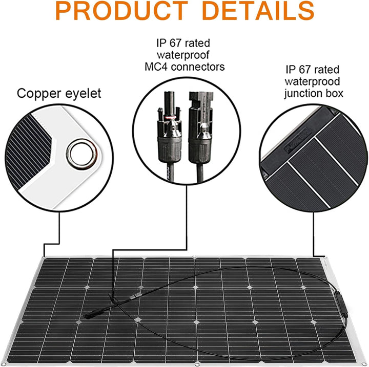 400 Watt Solarpanel Flexibel Kit 12V/24V Off-Grid System: 4 Stück 100W Monokristalline Solarmodule m