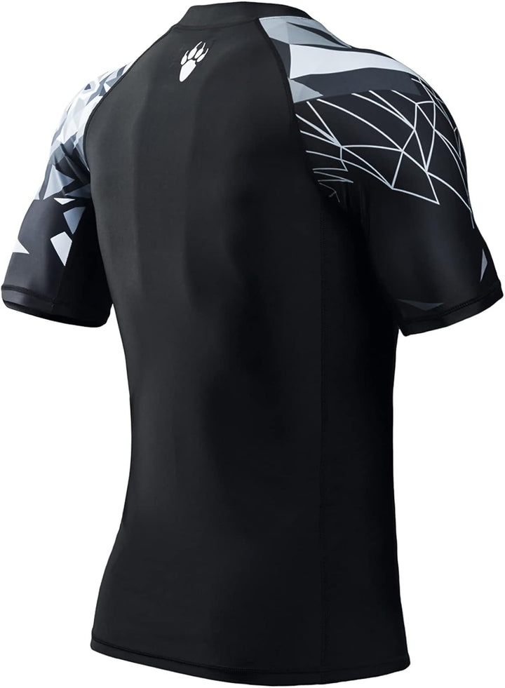 HUGE SPORTS Herren Kurzarm Splice Skins Rashguard Shirt Schwimmshirt Rash Vest für Schwimmen Surfen