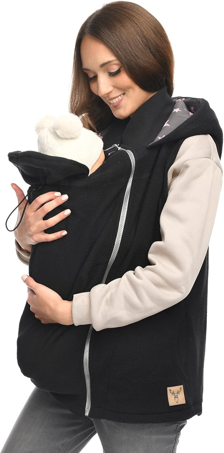 MijaCulture 3in1 ärmellos Trageweste Umstandspullover/für Tragetuch für Babytrage 4131 L Schwarz, L