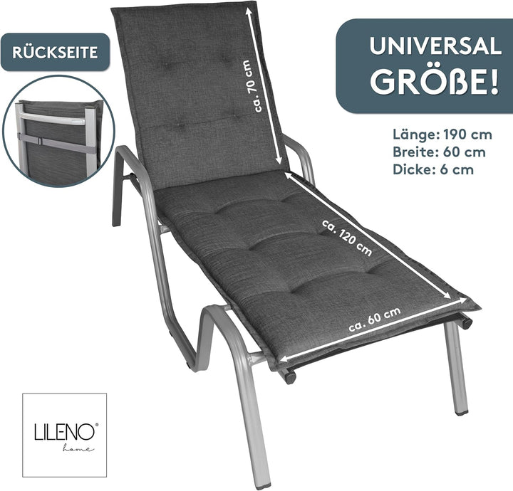 LILENO HOME Sonnenliege Auflage als [1er Set - Rollliege] in Anthrazit - Gartenliegen Auflage perfek