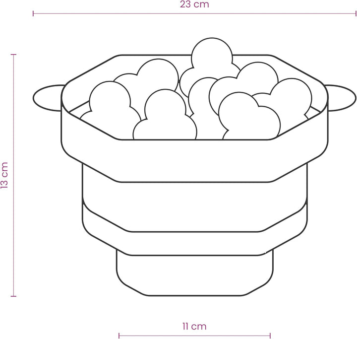 JOCCA Popcornbehälter aus Silikon, sechseckig, für Mikrowelle, spülmaschinenfest, Rosa (Fuchsia Sili