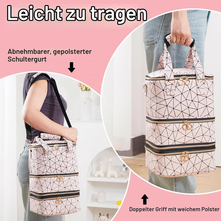 Uross Nagellack Organizer für 60 Nagellackflaschen und 1 LED-Nagellampe, Nagellack Aufbewahrung Tasc