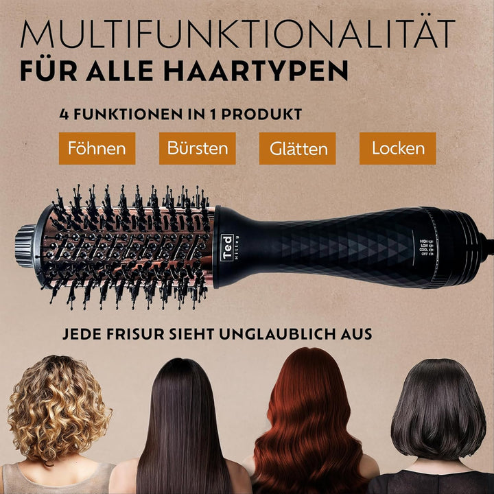 DuoStyle® Titan Föhnbürste & Warmluftbürste mit Ionen – 2-in-1 Haartrockner Bürste für Volumen, Glät