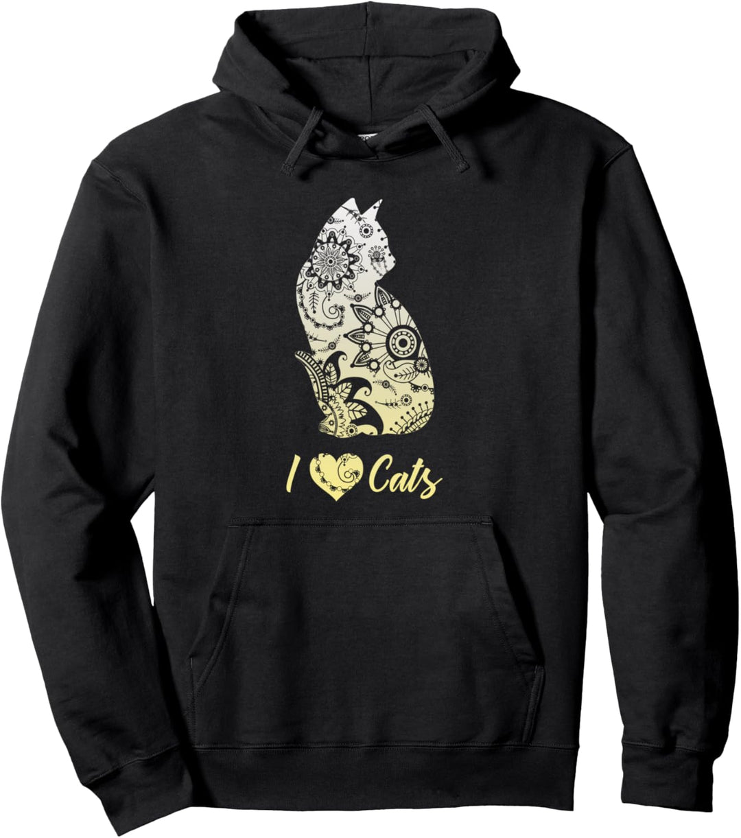 I love Cats Shirt Katze Mandala liebe Katzen Katzenmama Pullover Hoodie