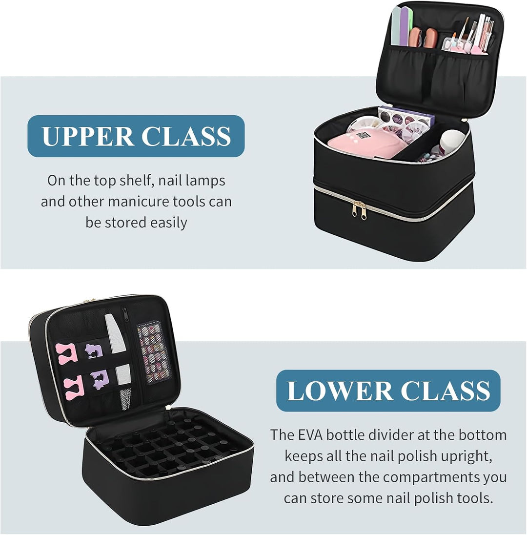 volumoon Nagellack Aufbewahrung Tasche Gross,Tragbare Tragetasche für UV Lampe, Doppelschicht Nagell