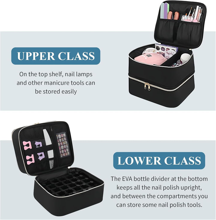 volumoon Nagellack Aufbewahrung Tasche Gross,Tragbare Tragetasche für UV Lampe, Doppelschicht Nagell