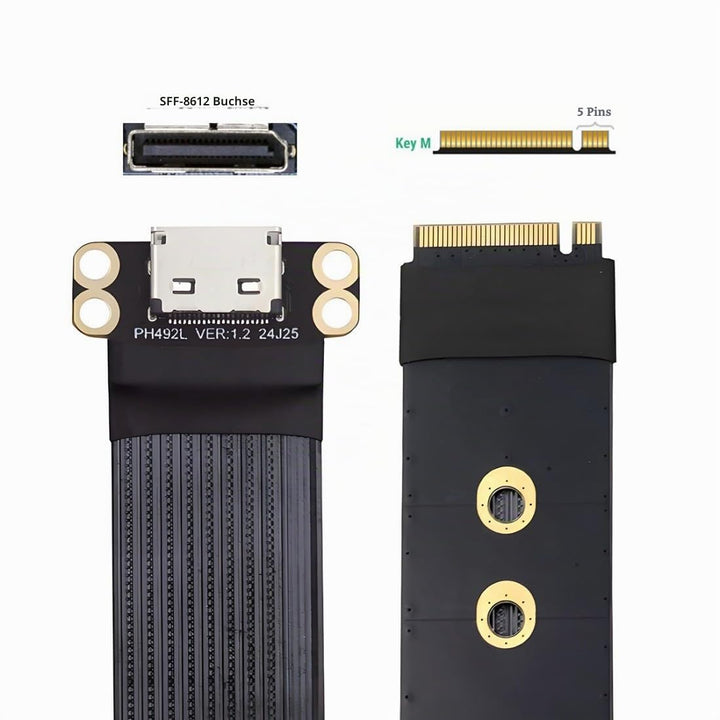 chenyang Oculink SFF-8612 zu PCI-E 4.0 NVME M.2 M-Key Host Ribbon Flex Verlängerungskabeladapter unt