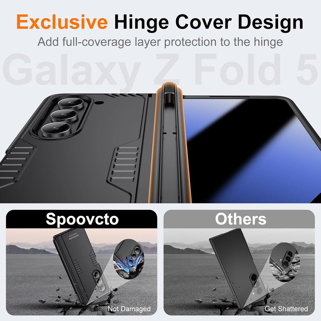 für Samsung Galaxy Z Fold 5 Hülle mit Slim S Pen Stifthalter & Scharnierschutz, Integriertem Kicksta