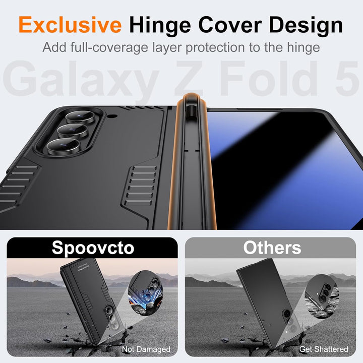 für Samsung Galaxy Z Fold 5 Hülle mit Slim S Pen Stifthalter & Scharnierschutz, Integriertem Kicksta
