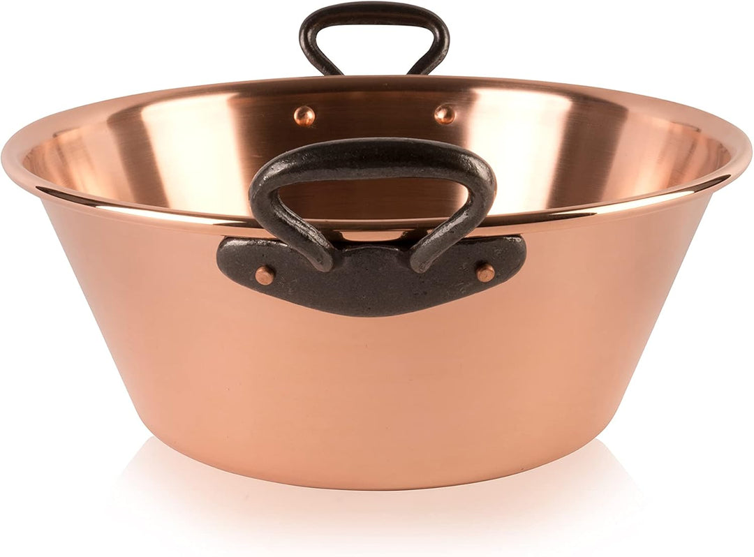 Kupfer Induktion Marmeladentopf Ø 26,5 cm, 3 Liter | Griffe aus Gusseisen | Kupfertopf zum Kochen vo