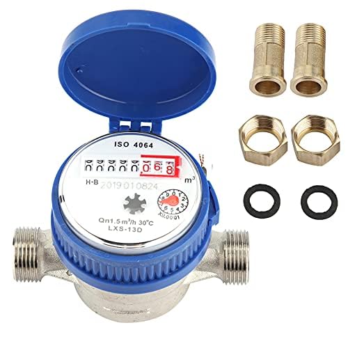 Garten-Wasserzähler Kupfer-Wasserzähler 1.5m3/h 0-40℃ Mechanischer Wasserzähler 15mm 1/2 Zoll Wasser