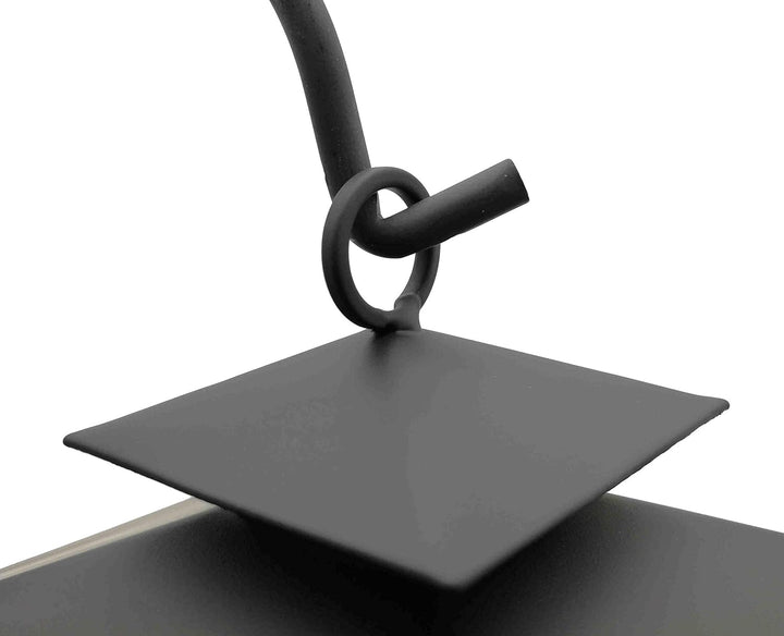 Grablaterne, Grableuchte ideal für Urnengrab aus Stahl, schwarz matt mit Echtglasscheibe inkl. 3 tlg