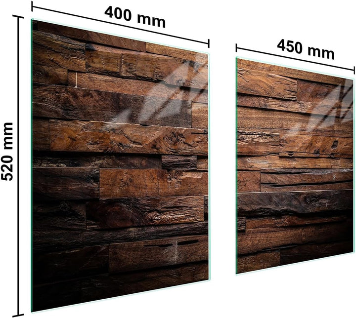 TMK ArtDeko Herdabdeckplatte 2 Teilig 40x52 + 45x52 cm - Spritzschutz Herdabdeckung – Herdschutz aus