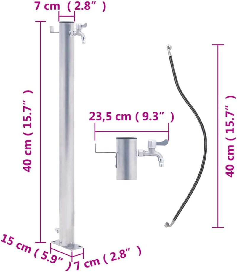 vidaXL Wassersäule für den Garten 40 cm Edelstahl Rund