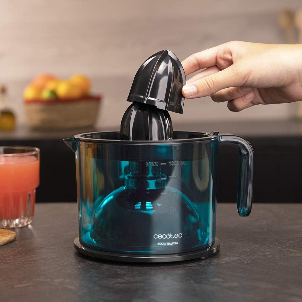 Cecotec EssentialVita Adjust Black 40 W Entsafter mit einstellbarem Zellstofffilter, zwei abnehmbare