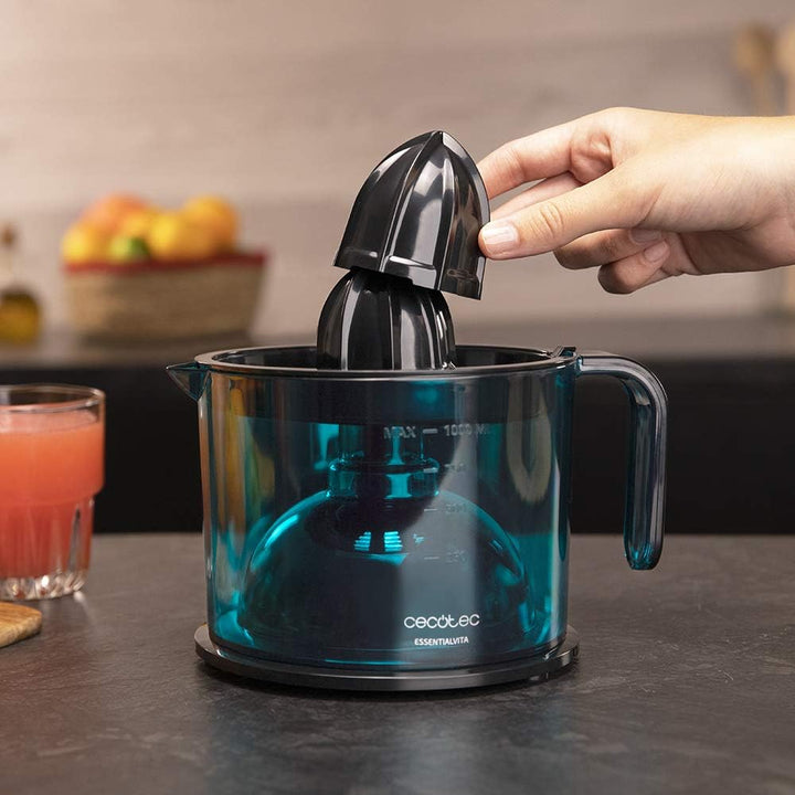 Cecotec EssentialVita Adjust Black 40 W Entsafter mit einstellbarem Zellstofffilter, zwei abnehmbare