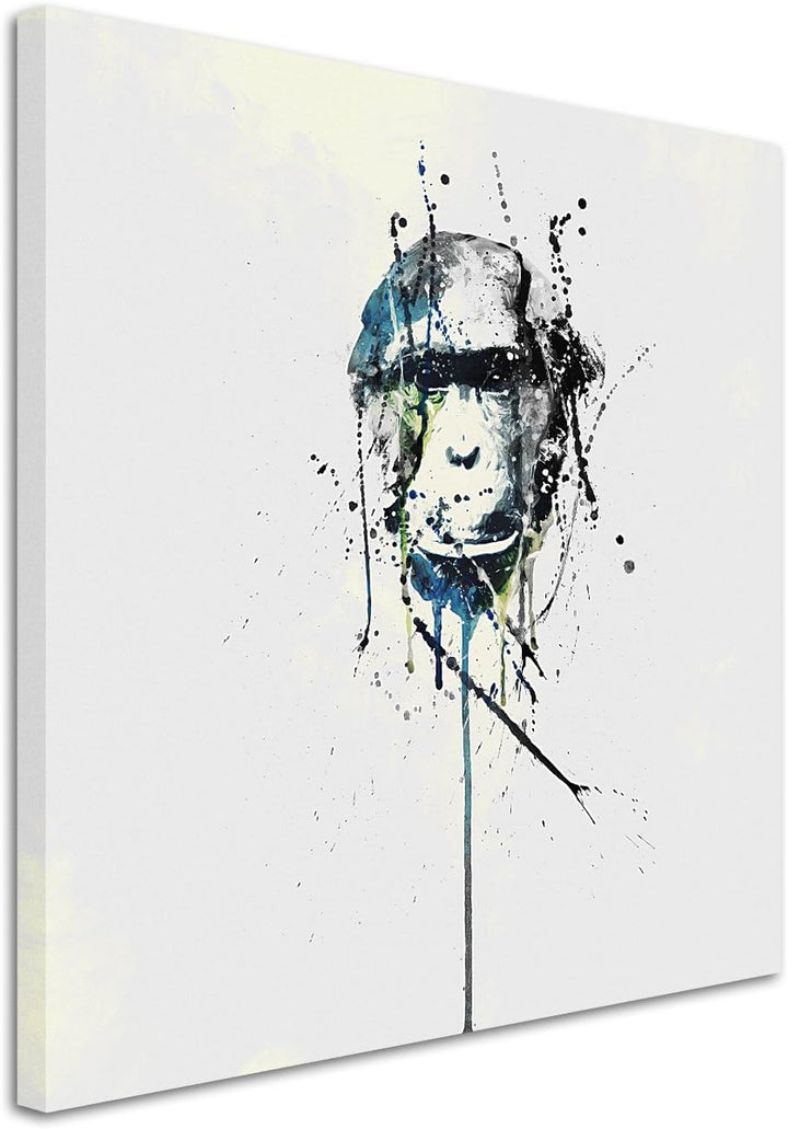 Paul Sinus Art Chimpanzee 60x60cm Keilrahmenbild Kunstbild Aquarell Art Wandbild auf Leinwand fertig