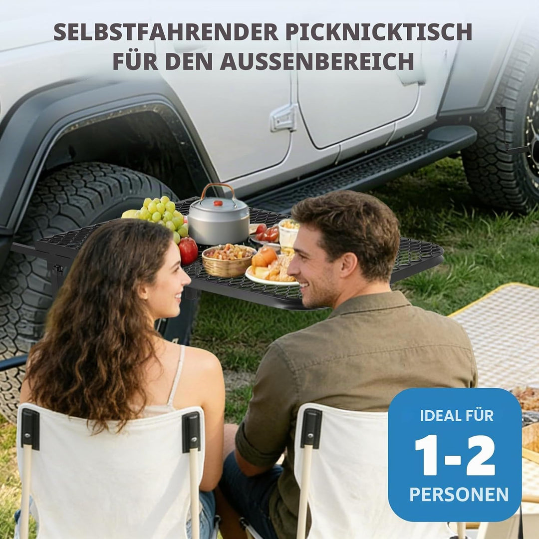 MXBAOHENG Autoreifen-Tisch Camping 68 * 50 cm Tragbares Autoreifen Picknick Höhenverstellbarer 60-90