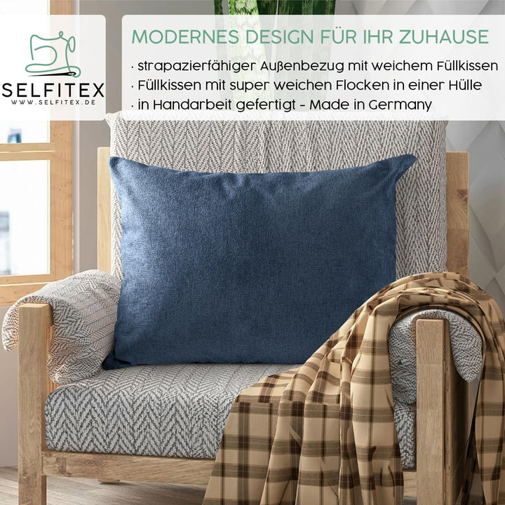 Selfitex Modisches Couchkissen XXL 60x80 cm, Sofakissen mit Füllung und Bezug, kuschelweiches Leseki