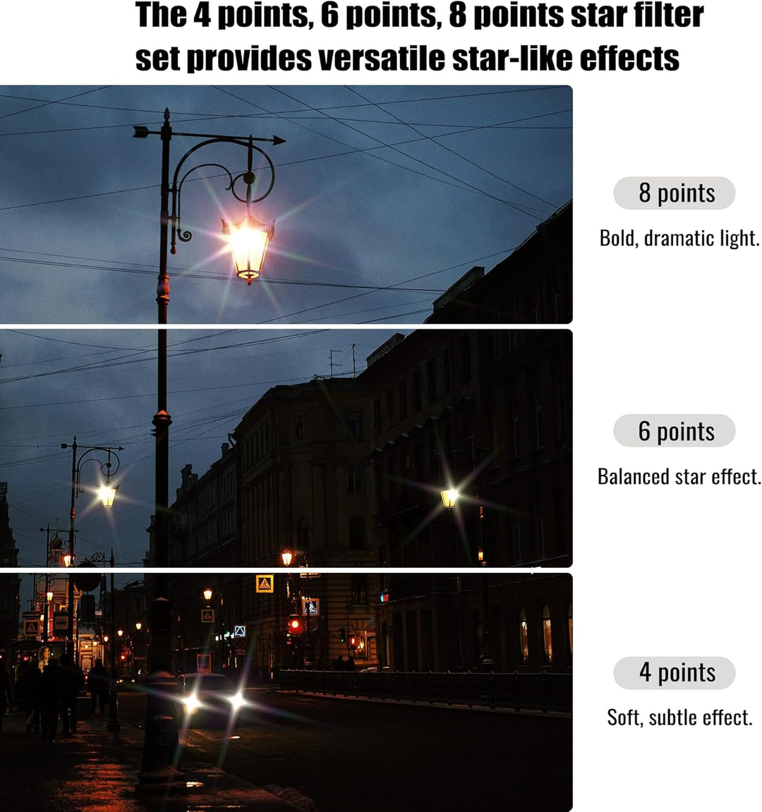 Walking Way Sternfilter 40,5mm Star Filterset 4 Punkte, 6 Punkte, 8 Punkte mit Filtertasche Sternenf