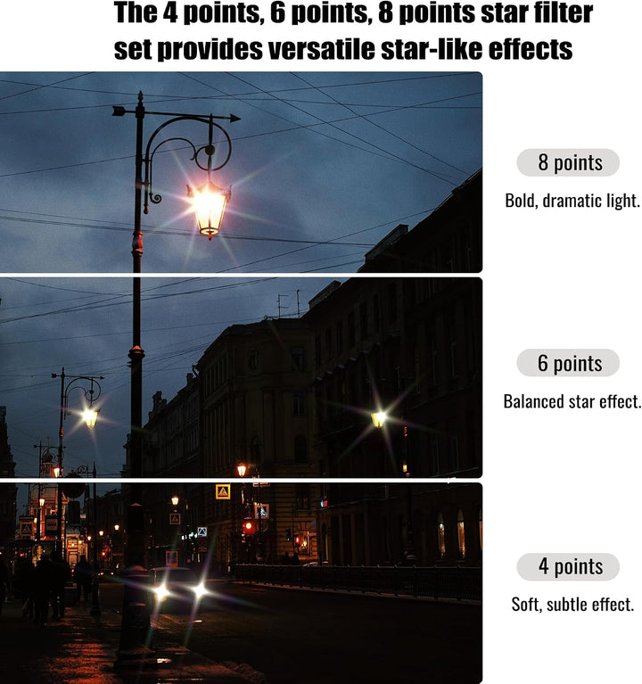 Walking Way Sternfilter 40,5mm Star Filterset 4 Punkte, 6 Punkte, 8 Punkte mit Filtertasche Sternenf